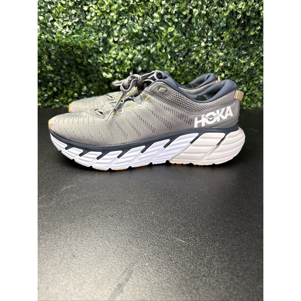 Hoka One One Gaviota 3 Shoes Mens Size 11.5D Gray Blue Athletic Running Sneakers